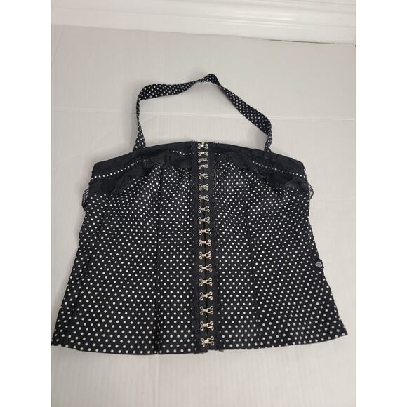 Tripp NYC Black Polka Dots Lace-Up Corset Top Size 1 1X Dark Romantic Whimsigoth - Picture 2 of 14